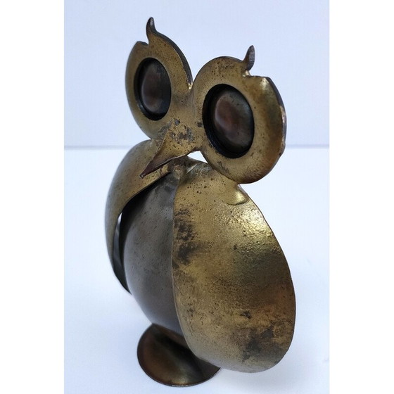 Image 1 of Hibou vintage en métal doré, France 1970