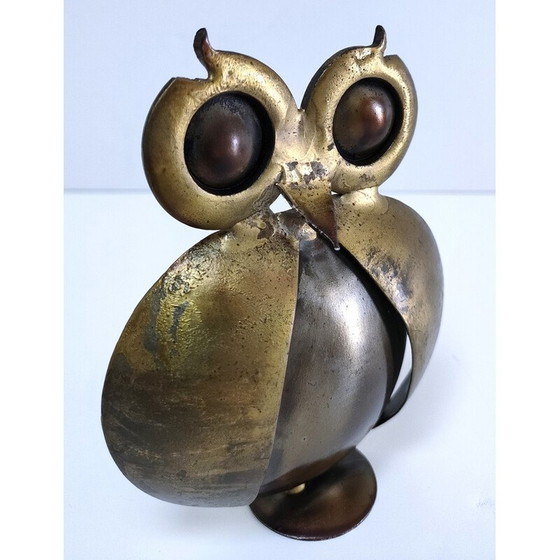 Image 1 of Hibou vintage en métal doré, France 1970