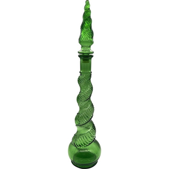 Image 1 of Carafe vintage en verre poli avec bouchon, Italie 1960