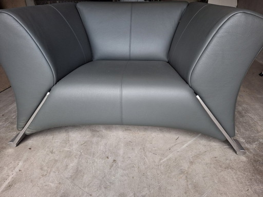 2x Rolf Benz 322 Fauteuils. Couleur Cuir gris