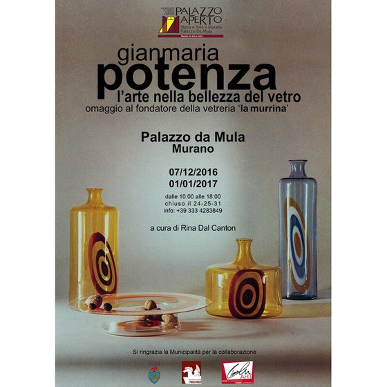 Image 1 of Vase vintage en verre de Murano par Gianmaria Potenza pour La Murrina, 1968