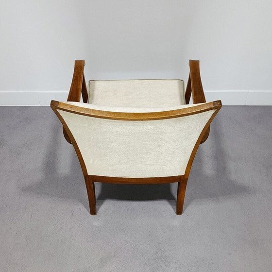 Image 1 of Fauteuil vintage en noyer et velours de Knoll Antimott