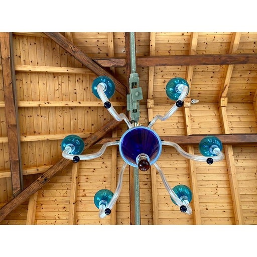 Vintage 1980S Multicolore Murano Glass Chandelier