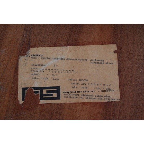 Image 1 of Bureau vintage en teck par Tijsseling pour Tijsseling Nijkerk, Pays-Bas années 1950