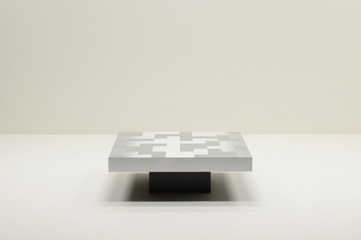 Table basse en aluminium brossé, 1970S Europe.