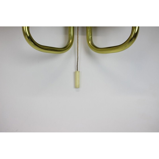 Image 1 of Paire d'appliques vintage en verre et laiton, Allemagne 1970