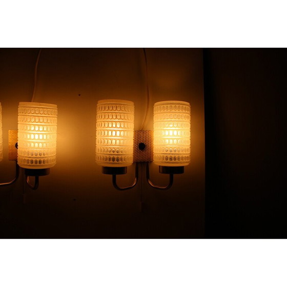 Image 1 of Paire d'appliques vintage en verre et laiton, Allemagne 1970