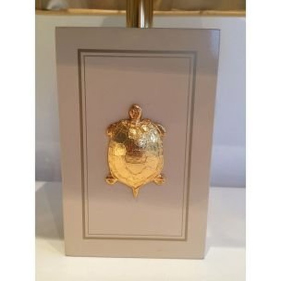 Image 1 of Paire de lampes vintage avec des tortues dorées, 1970