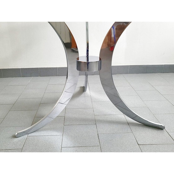Image 1 of Table de salle à manger vintage en acier massif et chromé par Gastone Rinaldi, 1970