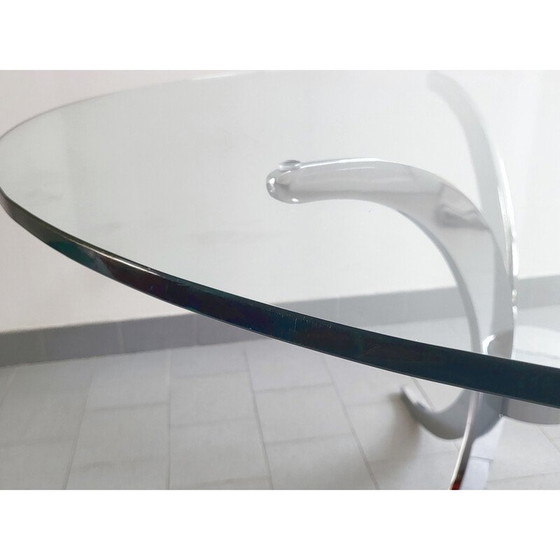 Image 1 of Table de salle à manger vintage en acier massif et chromé par Gastone Rinaldi, 1970