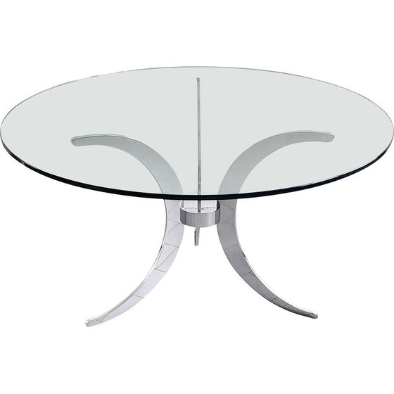 Image 1 of Table de salle à manger vintage en acier massif et chromé par Gastone Rinaldi, 1970
