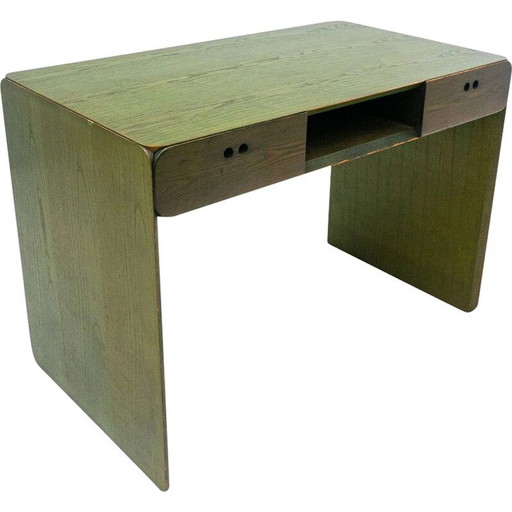 Bureau en bois vert du milieu du siècle par Derk Jan de Vries, Pays-Bas années 1960