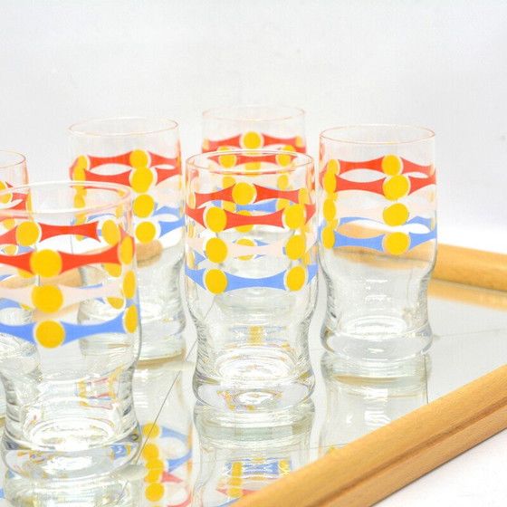 Image 1 of Ensemble de 6 verres vintage avec plateau en miroir, Allemagne 1960s