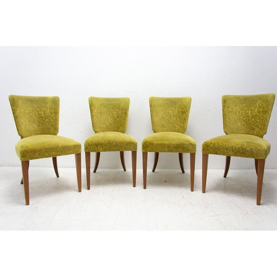 Image 1 of Ensemble de 4 chaises de salle à manger Art déco H-214 par Jindrich Halabala pour Úp Závody, années 1950