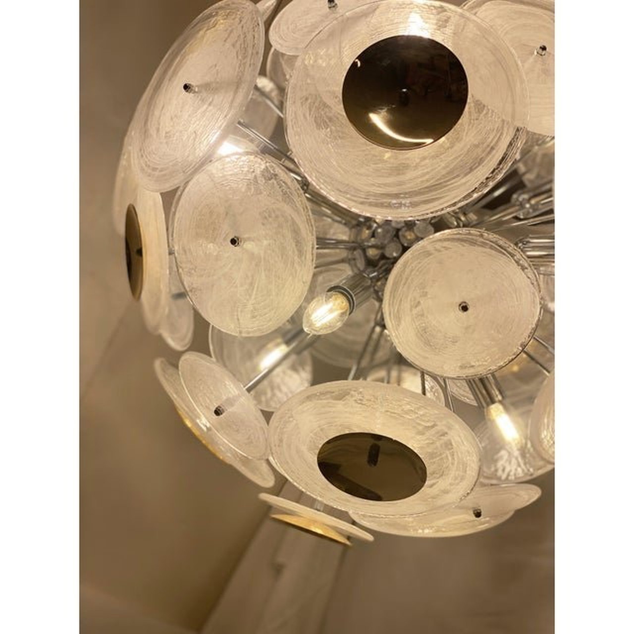Suspension Spoutnik En Verre De Murano Noir Et Blanc - Plafonnier Design Italien