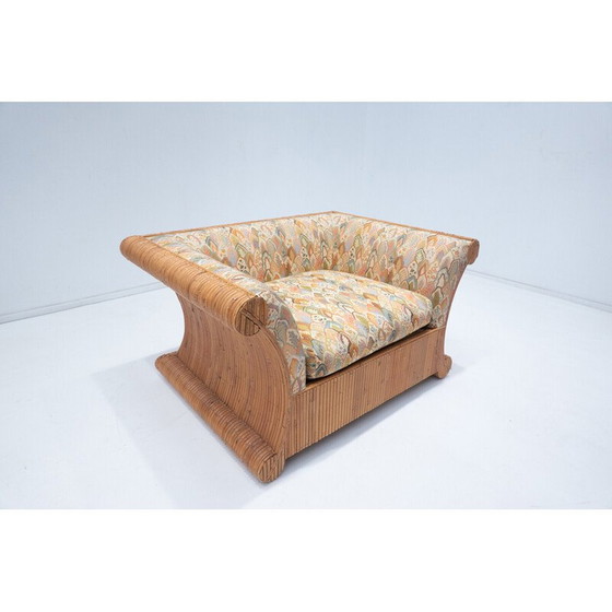 Image 1 of Fauteuil vintage en rotin et tissu, Italie
