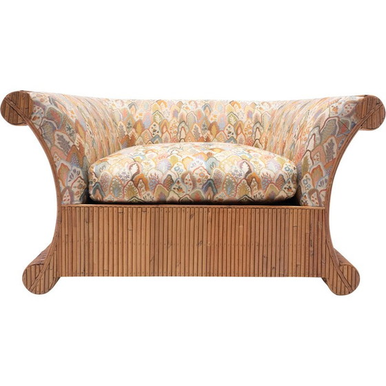 Image 1 of Fauteuil vintage en rotin et tissu, Italie