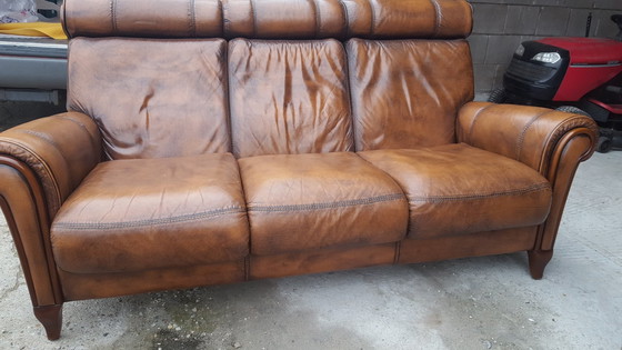 Image 1 of Canapé en cuir vintage avec fauteuils