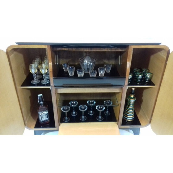 Image 1 of Bar vintage en bois et verre par Jindřich Halabala, Tchécoslovaquie