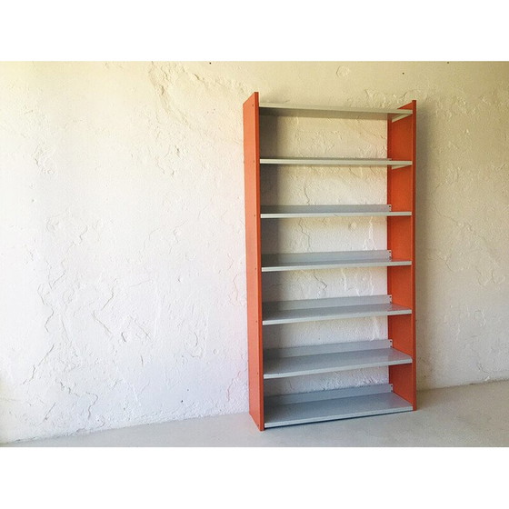 Image 1 of Etagère vintage en métal gris clair et orange, 1960