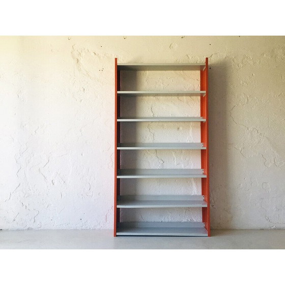 Image 1 of Etagère vintage en métal gris clair et orange, 1960