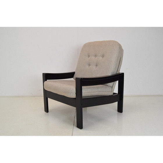 Image 1 of Fauteuil vintage en tissu et bois pour Hikor Písek, Tchécoslovaquie 1980