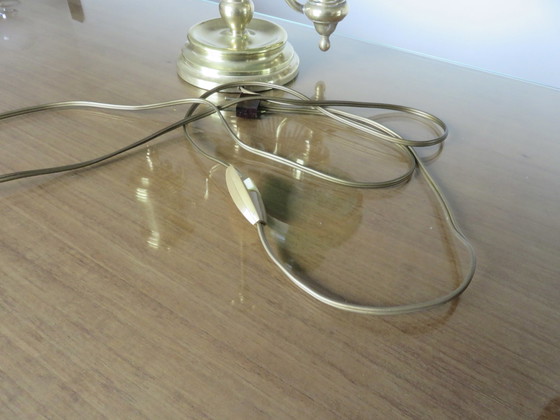 Image 1 of Imposante Lampe Victorienne, Bronze Et Opaline Verte