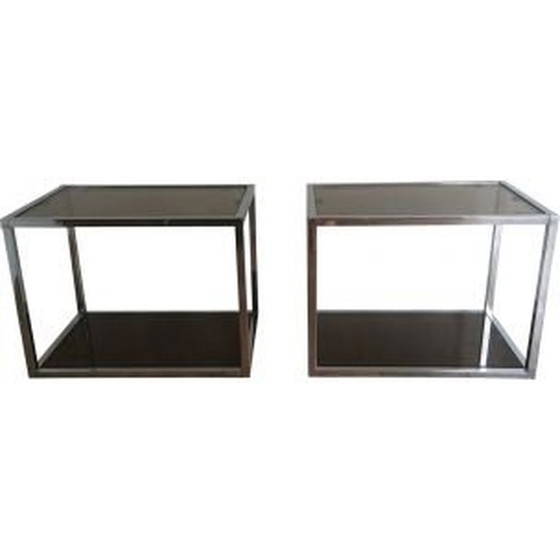 Image 1 of Paire de tables basses en verre fumé 1970