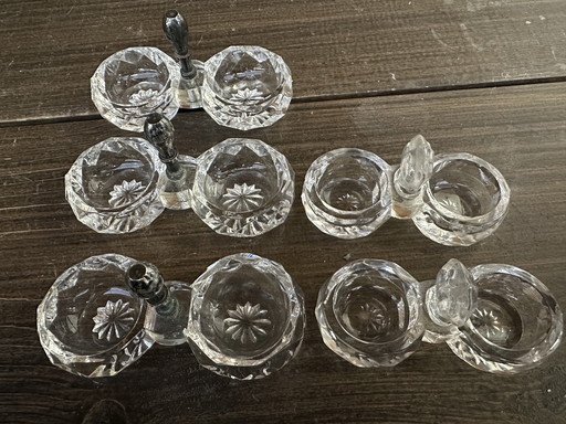 Lot 5 Salerons Anciens En Cristal Plein Taillé Baccarat Et Saint-Louis 