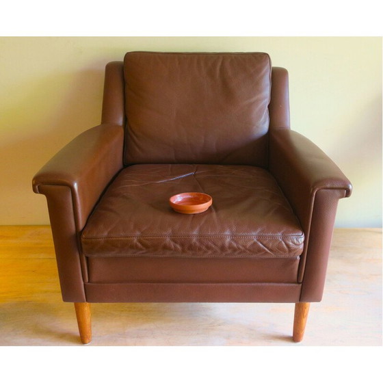 Image 1 of Fauteuil en cuir vintage, Danemark 1960
