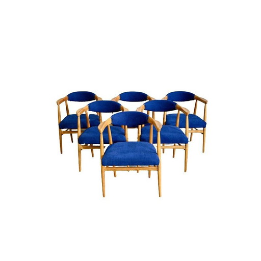 Ensemble de 6 chaises scandinaves en bouleau, 1960