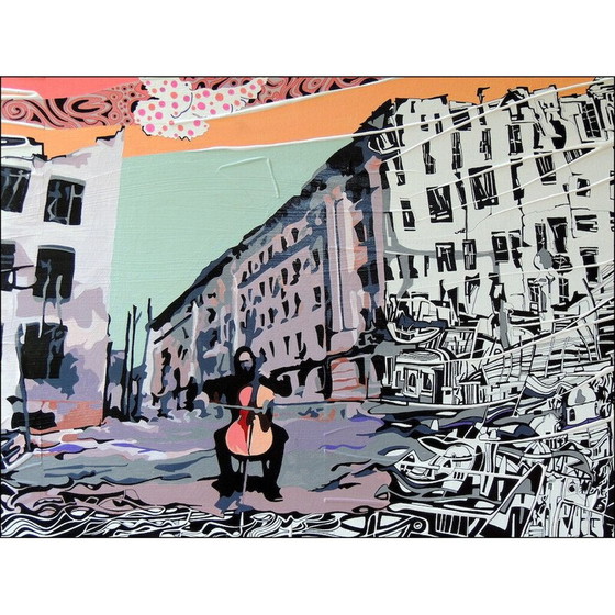 Image 1 of Acrylique vintage sur toile "Kharkiv.... Dévastation" par Alain Carpentier, 2022