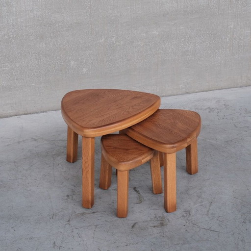 Tables gigognes Oakwood du milieu du siècle, 1970