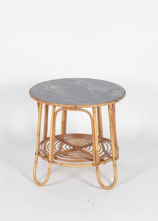 Table d'appoint en rotin vintage
