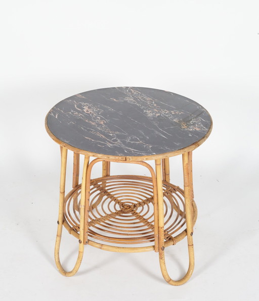 Table d'appoint en rotin vintage