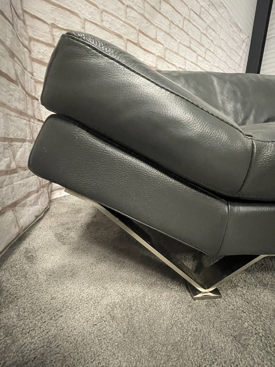 Image 1 of Magnifique canapé d'angle en cuir véritable gris Natuzzi Releve