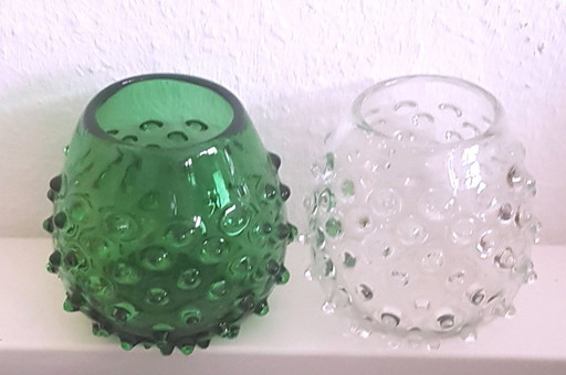 2X Vases en verre Empoli, 1970S