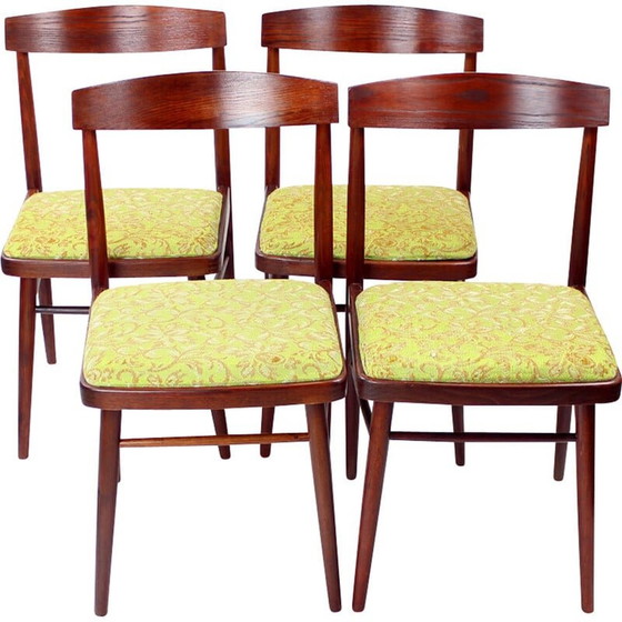 Image 1 of Ensemble de 4 chaises de salle à manger vintage en bois de chêne par Ton, Tchécoslovaquie années 1960
