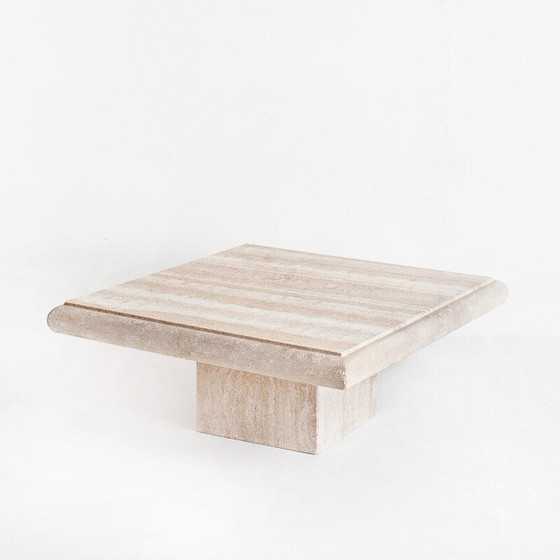 Image 1 of Grande table basse vintage en marbre travertin. Italie, années 1980