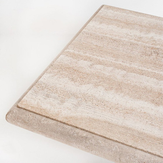 Image 1 of Grande table basse vintage en marbre travertin. Italie, années 1980