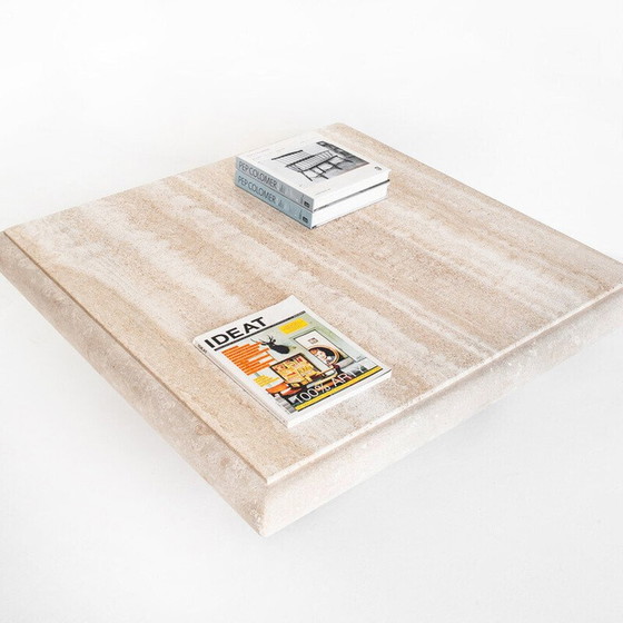 Image 1 of Grande table basse vintage en marbre travertin. Italie, années 1980