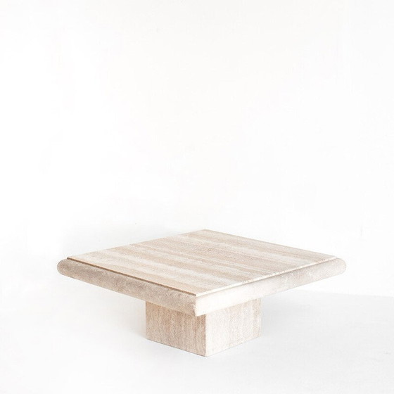 Image 1 of Grande table basse vintage en marbre travertin. Italie, années 1980