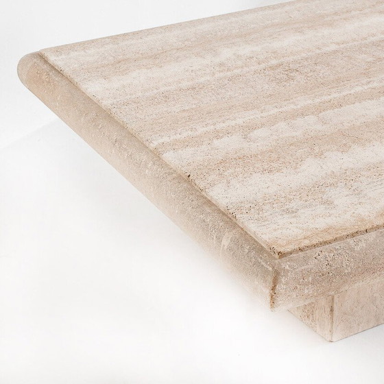 Image 1 of Grande table basse vintage en marbre travertin. Italie, années 1980