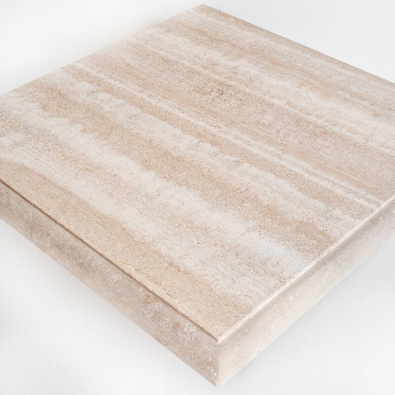 Image 1 of Grande table basse vintage en marbre travertin. Italie, années 1980