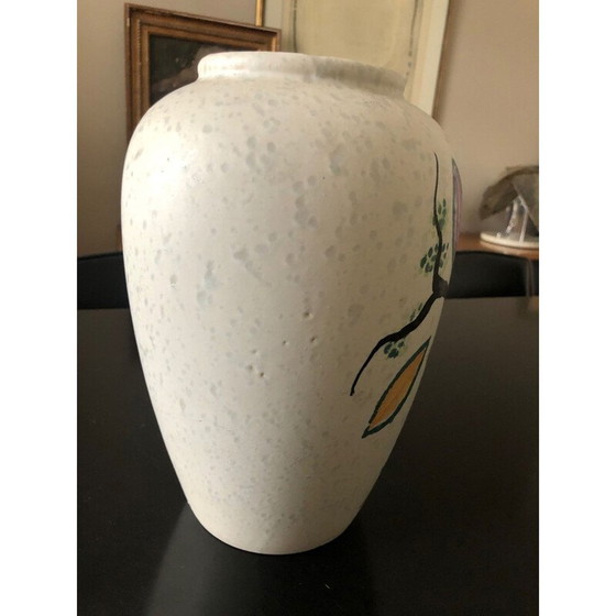 Image 1 of Vase vintage avec motif de feuilles, 1950