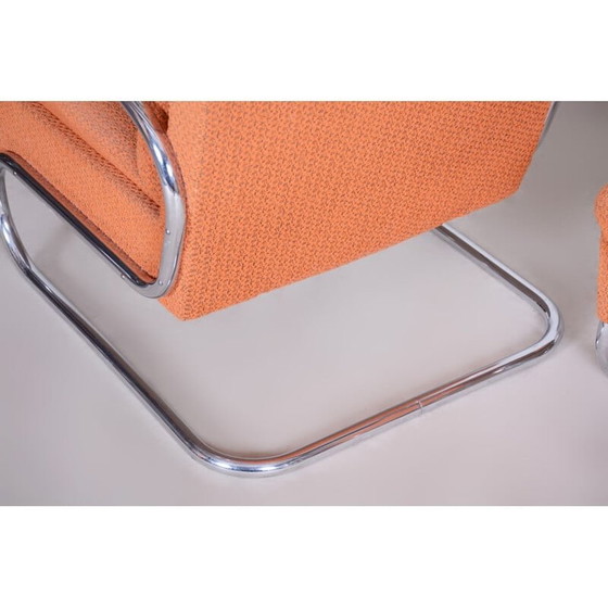 Image 1 of Paire de fauteuils Bauhaus orange vintage de Marcel Breuer pour Mucke Melder, années 1930