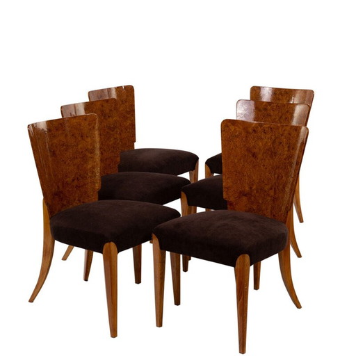 Ensemble de 6 chaises en bois vintage par Halabala