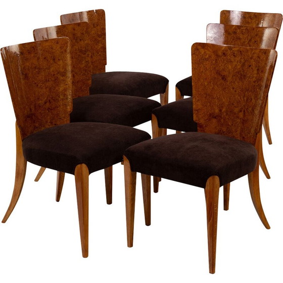 Image 1 of Ensemble de 6 chaises en bois vintage par Halabala