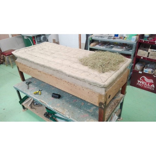 Banc vintage Art Déco en peau de mouton, Tchécoslovaquie 1930