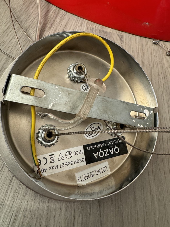 Image 1 of Grande lampe suspendue vintage 70 cm rouge et argenté